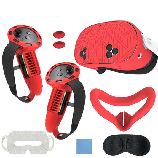7Pcs/Set Silicone Cover for Meta Quest 3S Accessories Includes Cover Set Controller Grip Cover and Soft Shell Cover