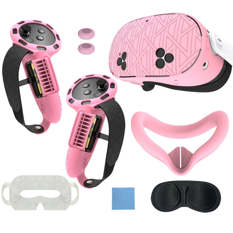 7Pcs/Set Silicone Cover for Meta Quest 3S Accessories  Includes  Cover Set Controller Grip Cover and Soft Shell Cover