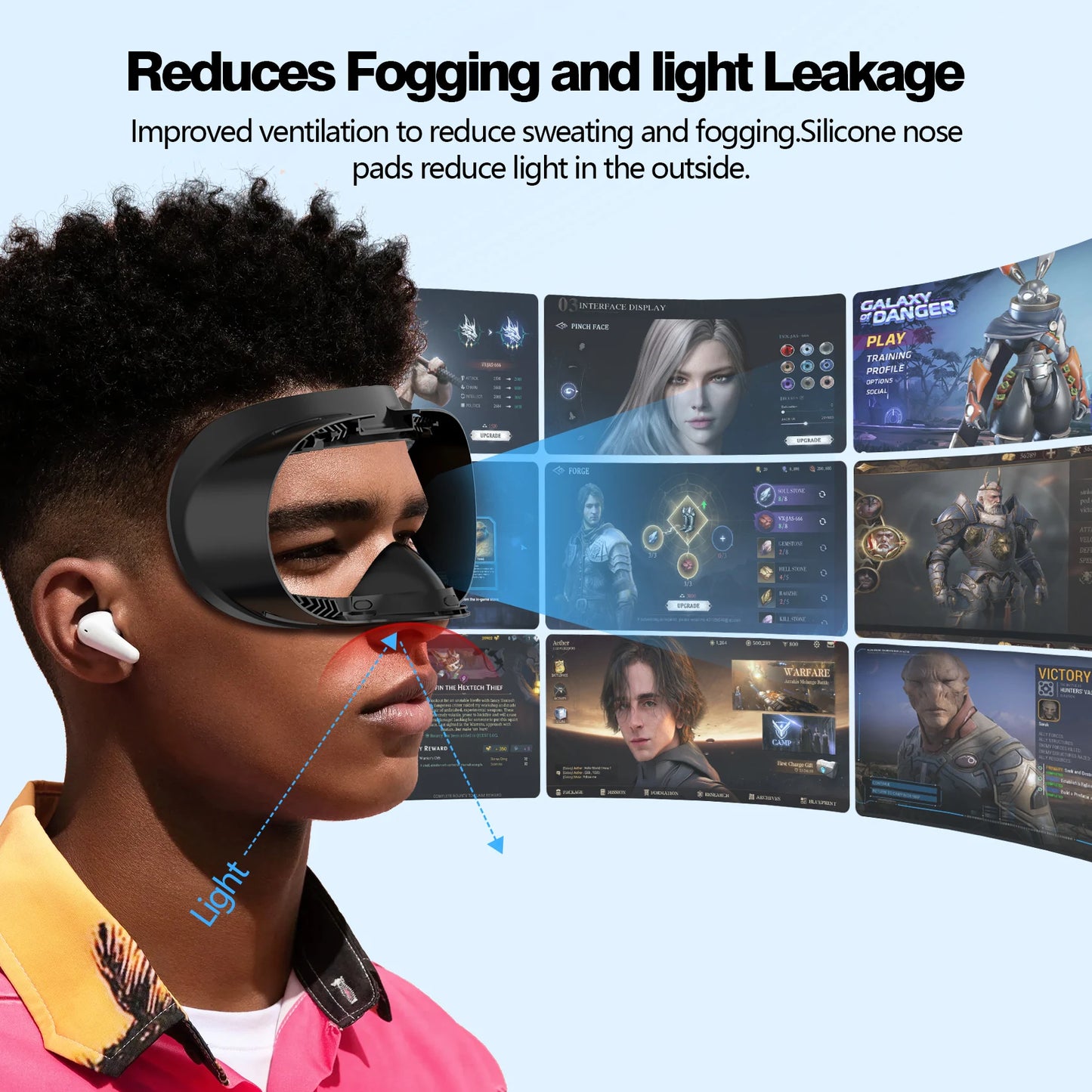 HUNDAI Facial Interface & Face Cover Pad for Oculus Quest 2/3S, Sweat-Proof PU Foam Cushion - VR Accessories for Meta Quest 2/3S