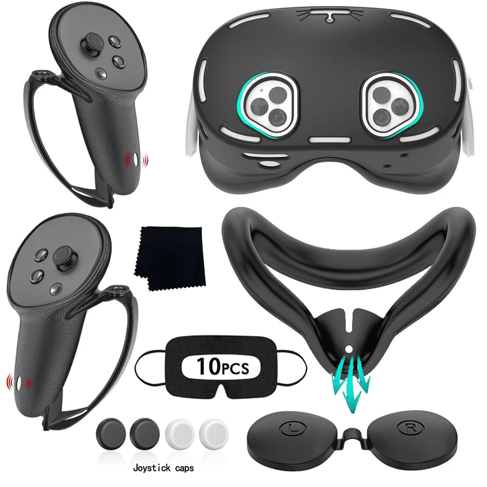 New Comfortable Pack of 9pcs Silicone Protect Cover Set VR Accessories For Meta Quest 3S Covers Kit Idea Christmas Birthday Gift