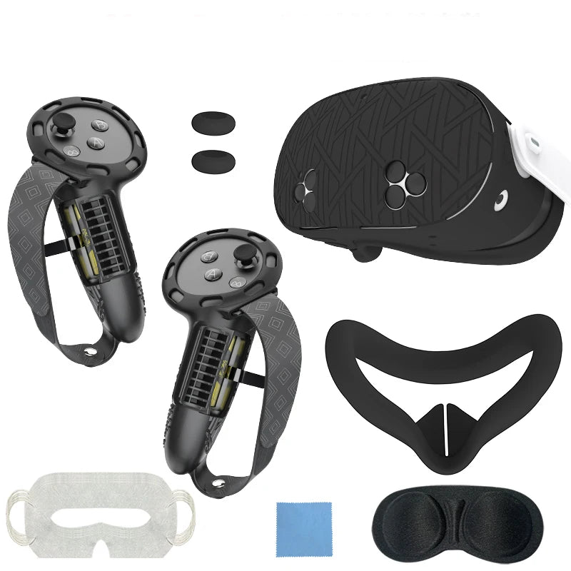 7Pcs/Set Silicone Cover for Meta Quest 3S Accessories  Includes  Cover Set Controller Grip Cover and Soft Shell Cover