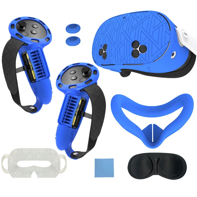 7Pcs/Set Silicone Cover for Meta Quest 3S Accessories  Includes  Cover Set Controller Grip Cover and Soft Shell Cover