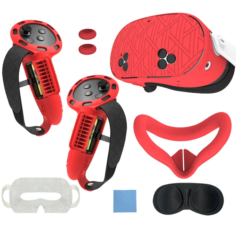 7Pcs/Set Silicone Cover for Meta Quest 3S Accessories  Includes  Cover Set Controller Grip Cover and Soft Shell Cover