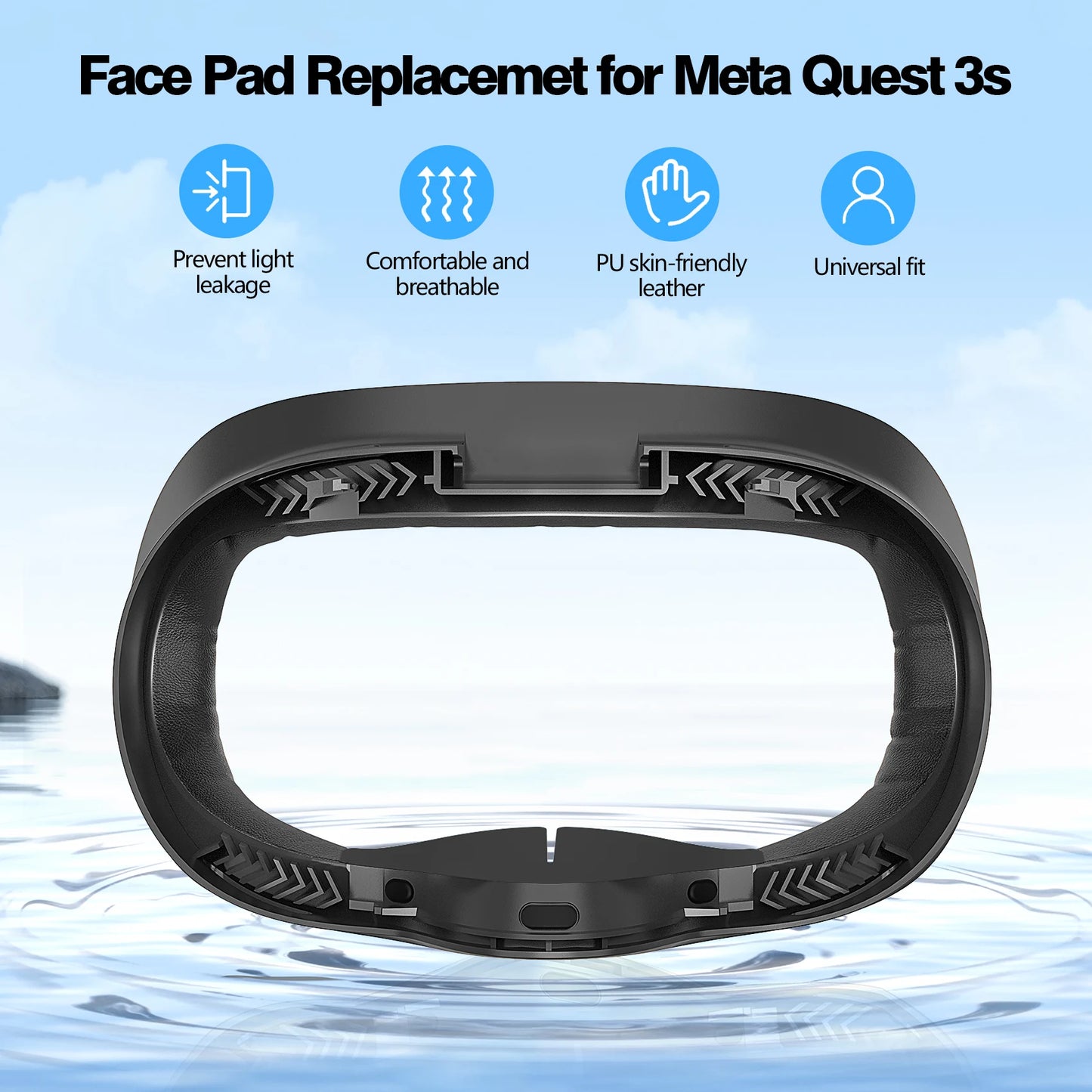 HUNDAI Facial Interface & Face Cover Pad for Oculus Quest 2/3S, Sweat-Proof PU Foam Cushion - VR Accessories for Meta Quest 2/3S