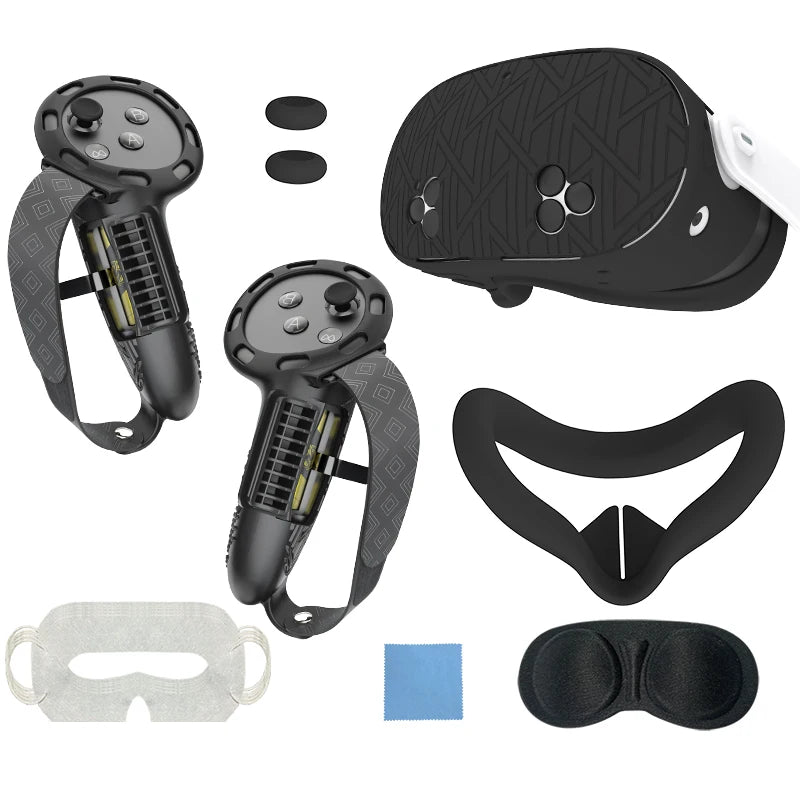 7Pcs/Set Silicone Cover for Meta Quest 3S Accessories  Includes  Cover Set Controller Grip Cover and Soft Shell Cover
