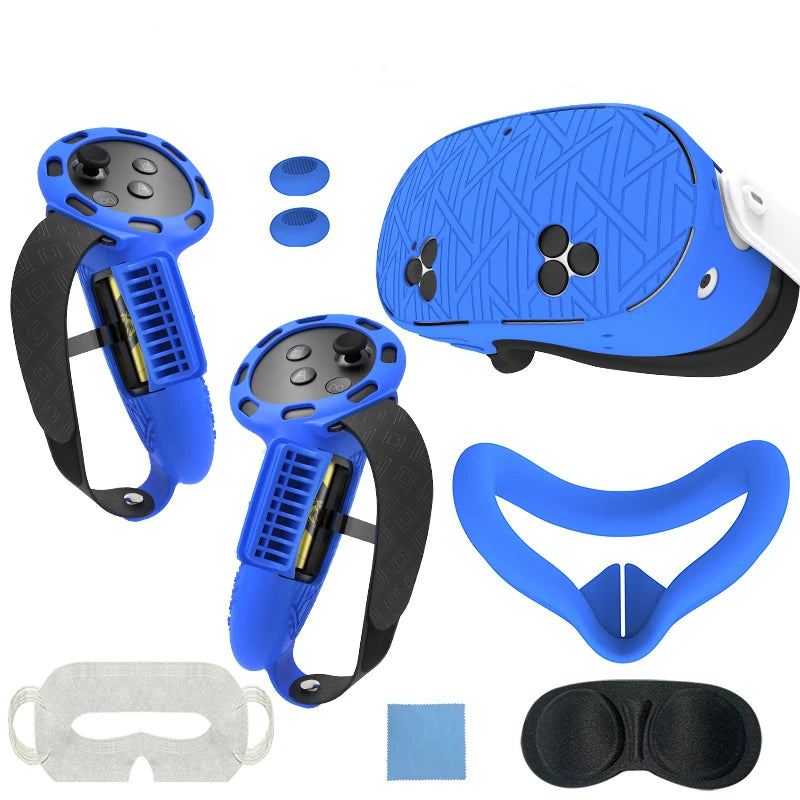 7Pcs/Set Silicone Cover for Meta Quest 3S Accessories  Includes  Cover Set Controller Grip Cover and Soft Shell Cover