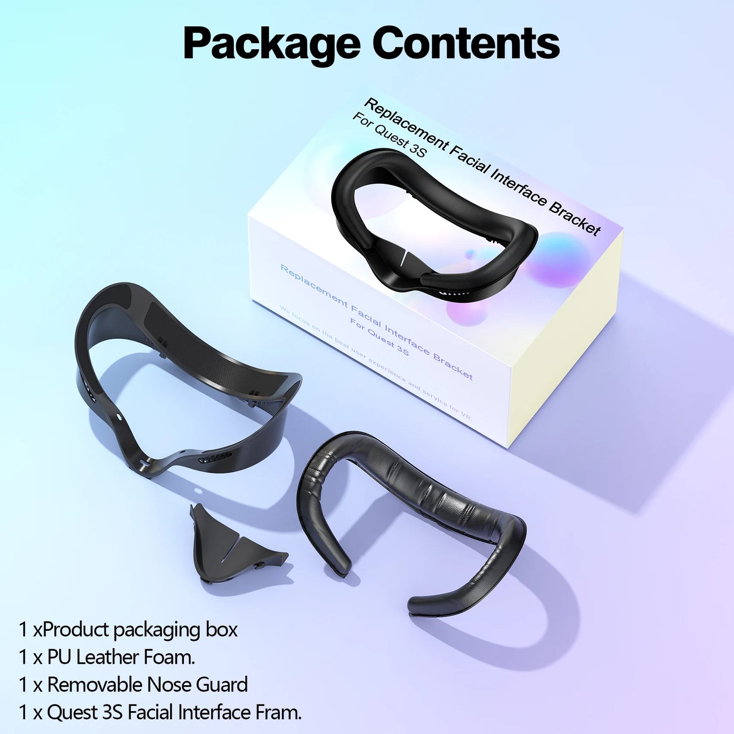 HUNDAI Facial Interface & Face Cover Pad for Oculus Quest 2/3S, Sweat-Proof PU Foam Cushion - VR Accessories for Meta Quest 2/3S