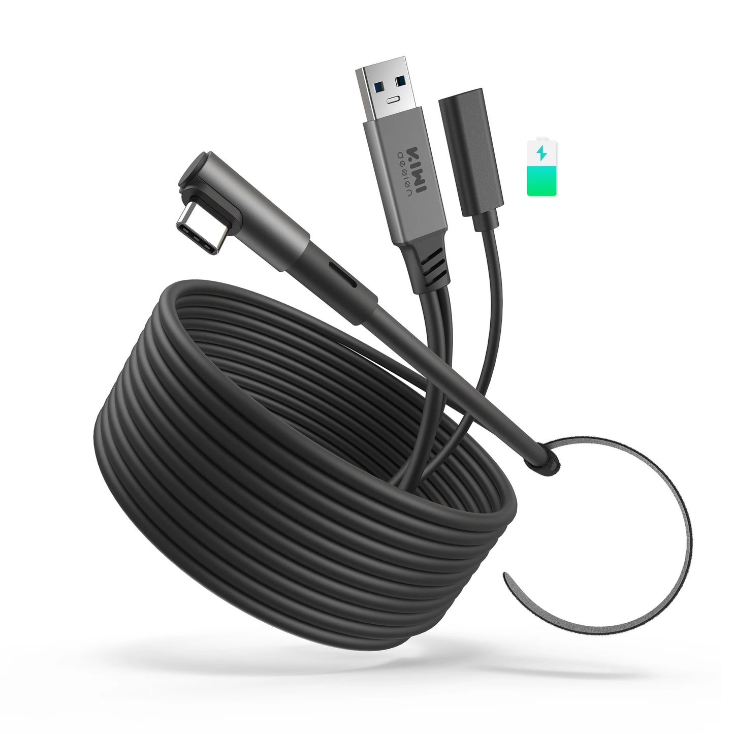 KIWI design Link Cable with Charging 16FT Compatible with Meta Quest 3s/3/2/ Pro/Pico 4 Accessories and PC/SteamVR, USB 3.0 to U