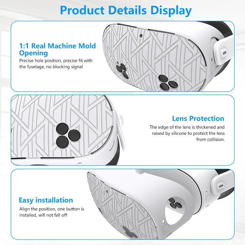 7Pcs/Set Silicone Cover for Meta Quest 3S Accessories  Includes  Cover Set Controller Grip Cover and Soft Shell Cover