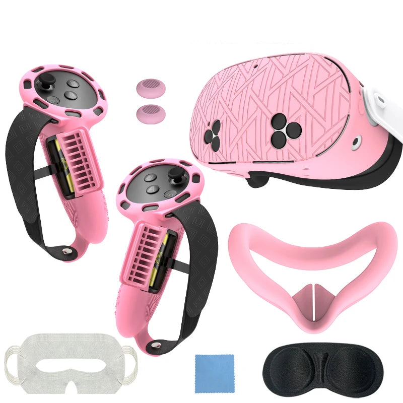 7Pcs/Set Silicone Cover for Meta Quest 3S Accessories  Includes  Cover Set Controller Grip Cover and Soft Shell Cover